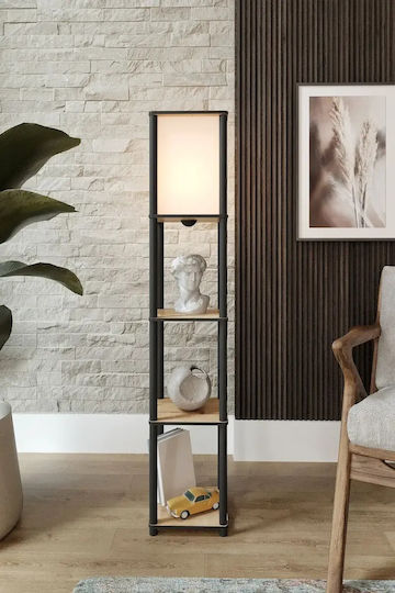 SteweHome Φωτιστικό Δαπέδου Υ145xΜ24εκ. με Ντουί για Λαμπτήρα E27 Μαύρο