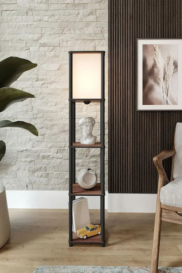 SteweHome Φωτιστικό Δαπέδου Υ145xΜ24εκ. με Ντουί για Λαμπτήρα E27 Μαύρο
