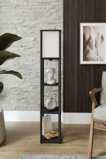 SteweHome Φωτιστικό Δαπέδου Υ145xΜ24εκ. με Ντουί για Λαμπτήρα E27 Μαύρο
