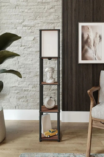 SteweHome Φωτιστικό Δαπέδου Υ145xΜ24εκ. με Ντουί για Λαμπτήρα E27 Μαύρο