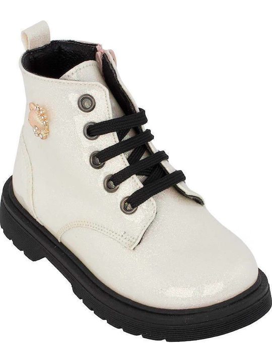 Anatomische Leder Kinderstiefel mit Reissverschluss Ecru