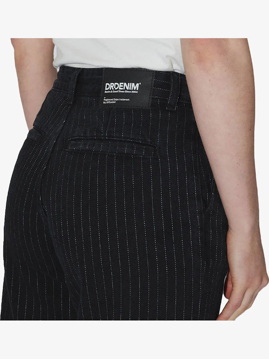 Pantaloni Jeans Pentru Femei High Rise Linie Wide Negru