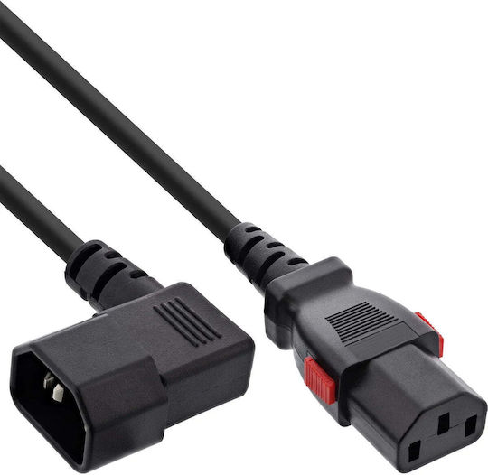 Power Cable Inline Inline C13 Lockable To Angled C14 Black 3m