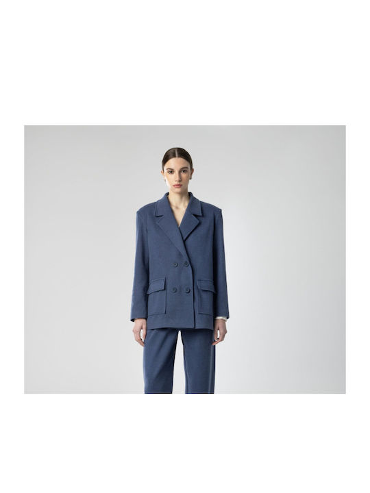 Moutaki Long Blue Women's Blazer