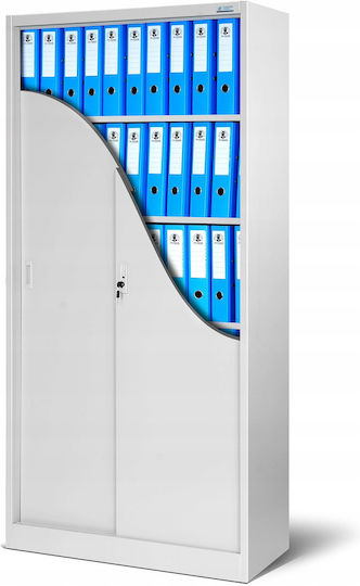 Metal Office Cabinet with Lock Grey 90x40x185cm