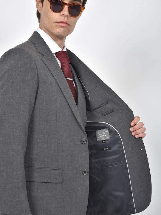 Winter Men's Suit with Vest Slim Fit Dark Grey