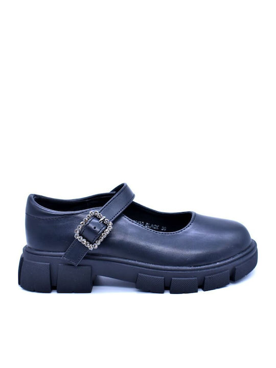 Kids Pumps & Ballerinas with Hoop & Loop Closure Leather Black