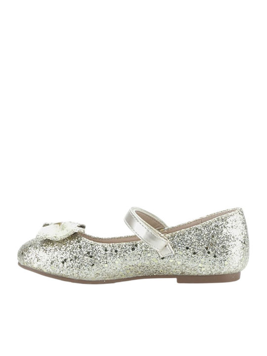 Kids Ballerinas with Hoop & Loop Closure Gold