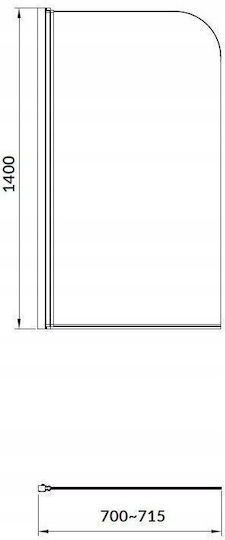 Cersanit Feste Seite Badewanne 70x140cm Klarglas Chrom