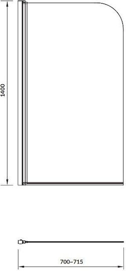 Cersanit Feste Seite Badewanne 70x140cm Klarglas Chrom