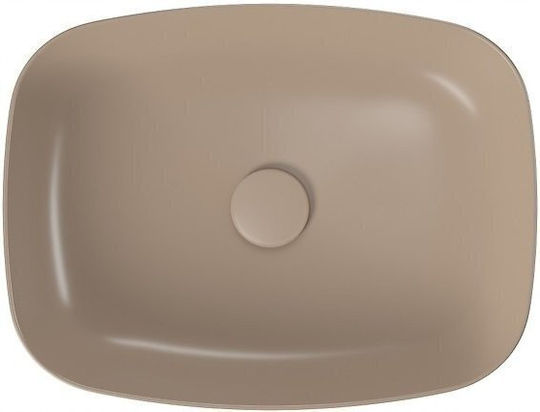 Cersanit Einbau-Badezimmerwaschbecken Keramik mit Wasserhahn 50x38cm Braune Cersanit Einbau-Badezimmerwaschbecken Keramik mit Wasserhahn 50x38cm Braune