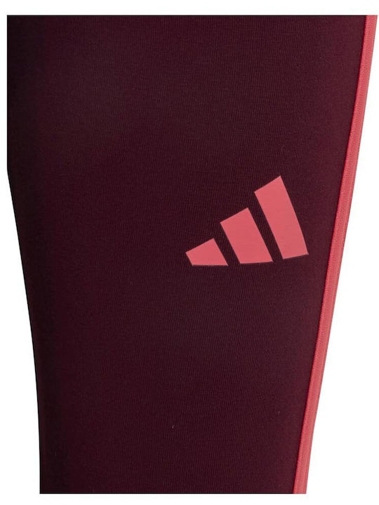 Kinderleggings Sport Lang Burgundisch Essentials 3-Stripes