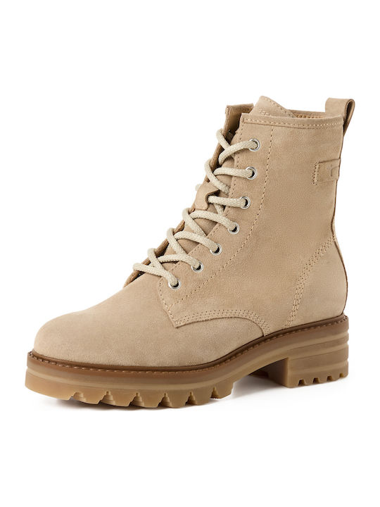 Leder Damen Stiefeletten Beige