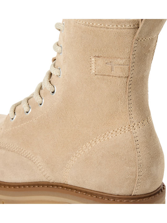 Leder Damen Stiefeletten Beige