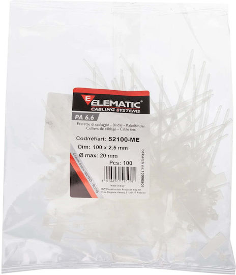 EM Group Пластмасови Кабелни Аксесоари x100mm в Бял Цвят (100 бр) BMT52100E/52100ME