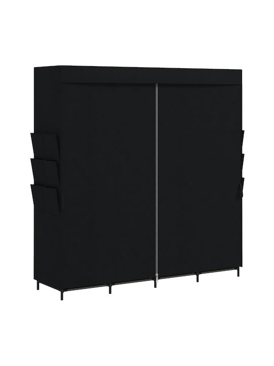 HomCom Fabric Wardrobe with Zipper and Shelves in Black Colour 170x45x167cm