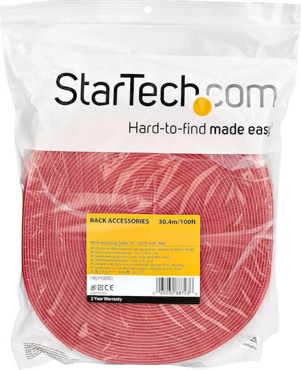 StarTech Velcro Legături Cablu Roșii Culoare Full Face 1 Bucată HKLP100RD