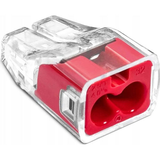 Simet Ideal Scp2 88000001s Conector rapid pentru cabluri 2x 0 75–4 Mm² 32a Transparent Roșu