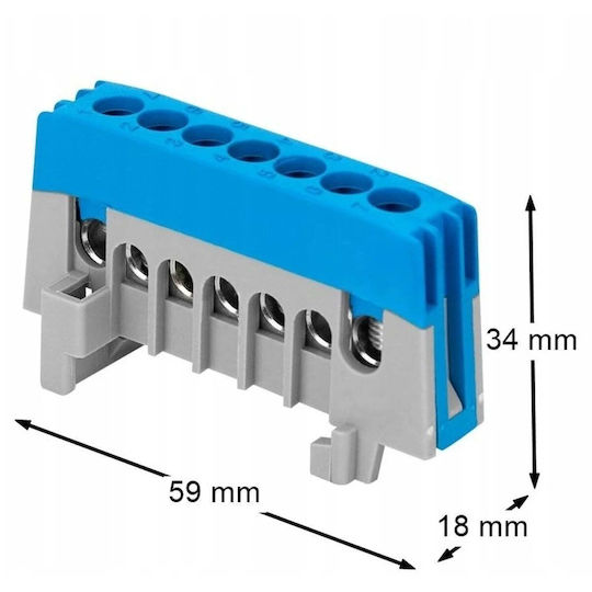 Insulated Wire Connection Strip Pro N 7 Conductors Blue
