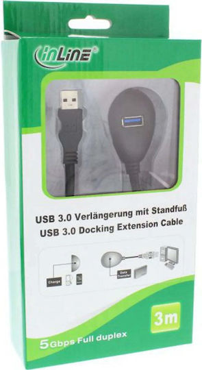 InLine USB 3.0 Kabel USB-A-Stecker - USB-A-Buchse Schwarz 3m 35653