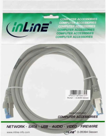Inline Cat.6a Patch Cord S/FTP PIMF 500 MHz Gray 15 m