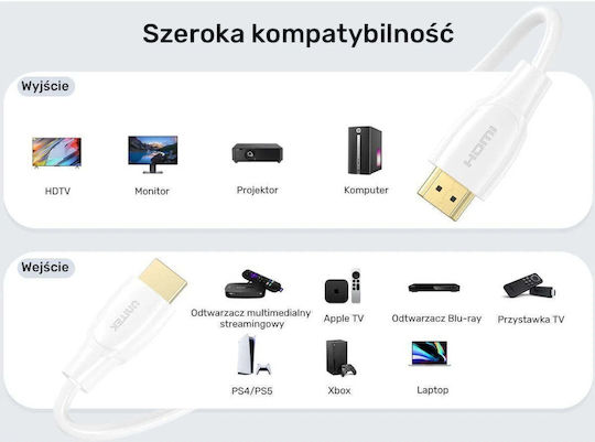 Unitek HDMI 2.1 Ultra High Speed 48Gbps 4K 120Hz HDR VRR Cable HDMI Male - HDMI Male 5m White