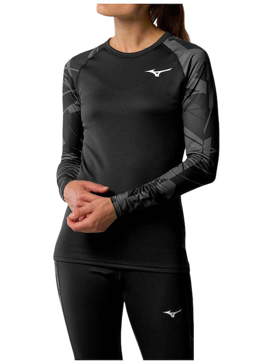 Mizuno Bluză Termică Cu Mâneci Lungi Pentru Femei Neagră Mizuno Bluză Termică Cu Mâneci Lungi Pentru Femei Neagră