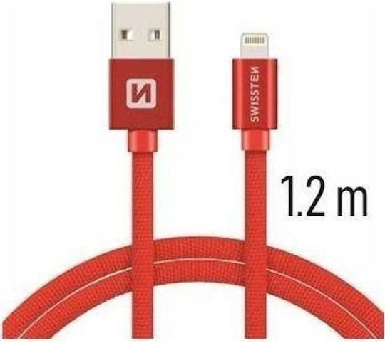Swissten Geflochten USB-A zu Lightning Kabel Rot 1.2m (71523206)