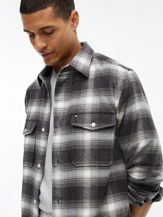 Kids Checked Long-sleeved Shirt Grey