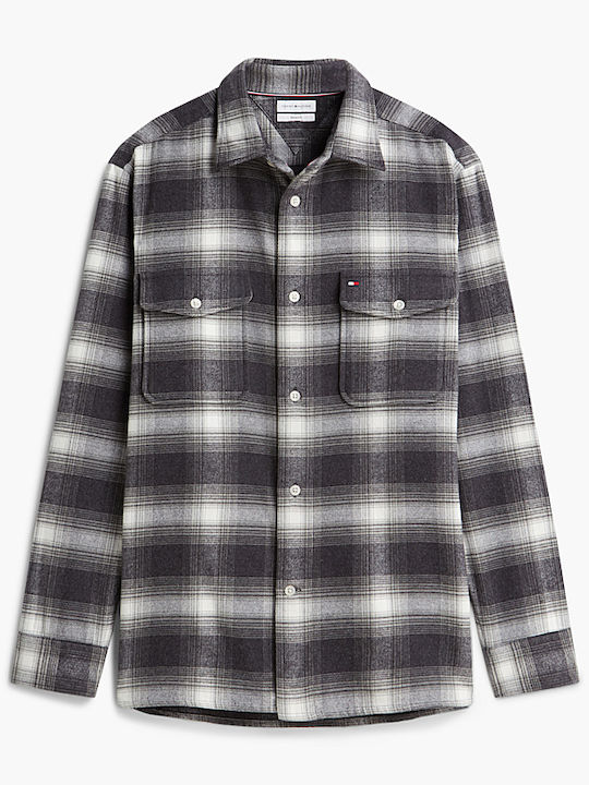 Kids Checked Long-sleeved Shirt Grey