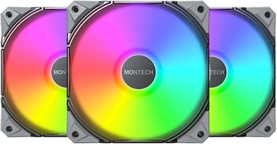 Montech E28 ARGB Gehäuselüfter 76,2mm (2000rpm / 85,09cfm) mit Verbindung 3-polig 3 Stück