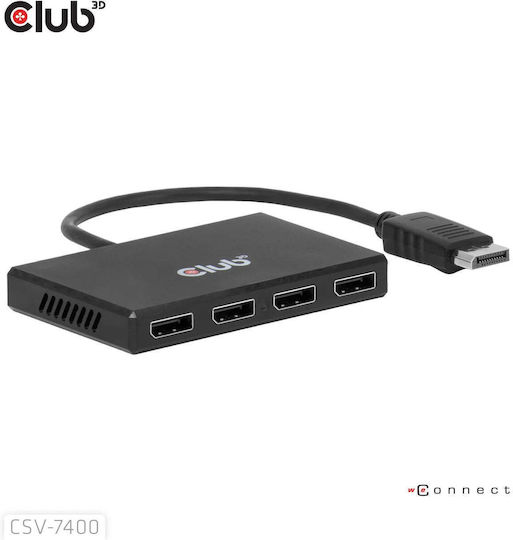 Club-3d Dp Hub Csv-7400 Displayport 1.4 Четворен Монитор Mst 4x4k30hz