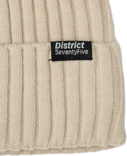 Men's Beanie Hat with Rib Knitting in Ecru Colour
