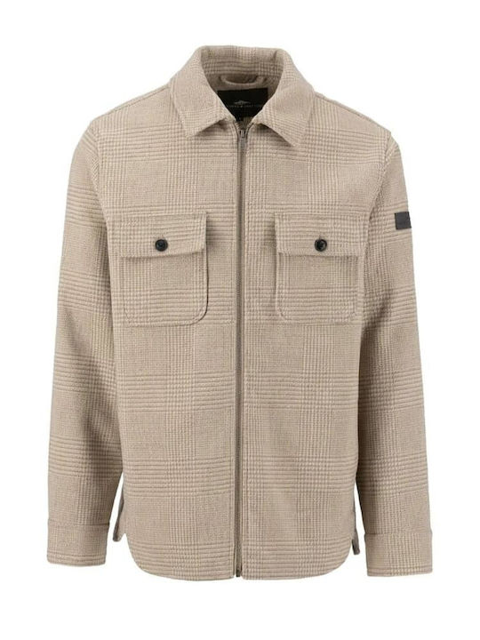 Long Sleeve Slim Fit Beige Overshirt