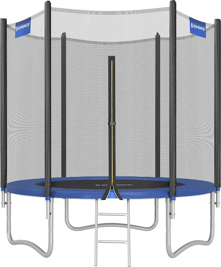 Songmics Trambulină de Exterior cu Diametrul de 183 cm, cu Plasă de Protecție și Scară, Albastră