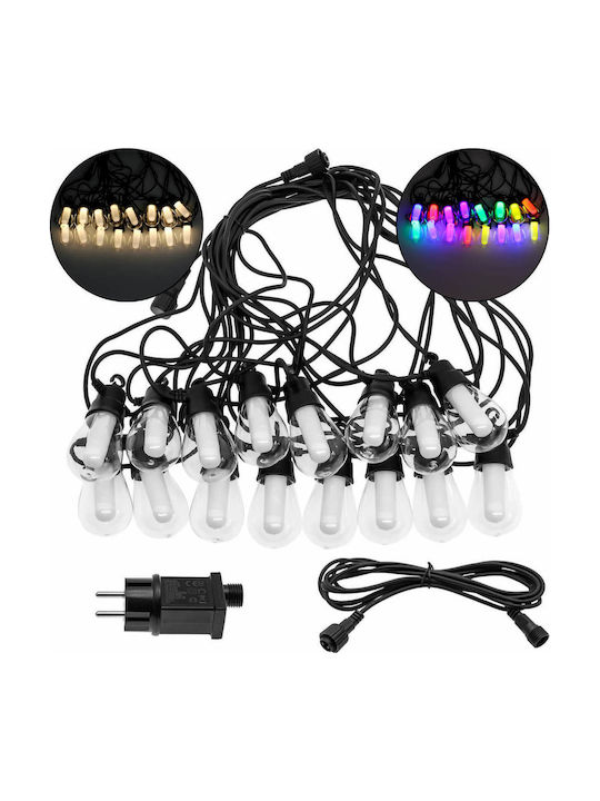 Rixme Waterproof LED Garland Lights IP44 15m with 16 RGB Lamps