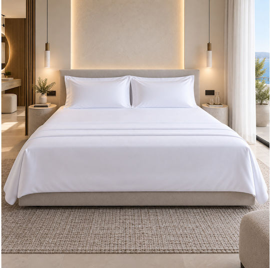 King Size Hotel Sheet Nice Feelings 70% Cotton & 30% Polyester 180tc Dimensions 280x305cm Pack 5 Pieces20004447