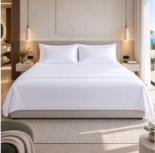 King Size Hotel Sheet Nice Feelings 70% Cotton & 30% Polyester 220tc Dimensions 280x305cm Pack 5 Pieces20003279