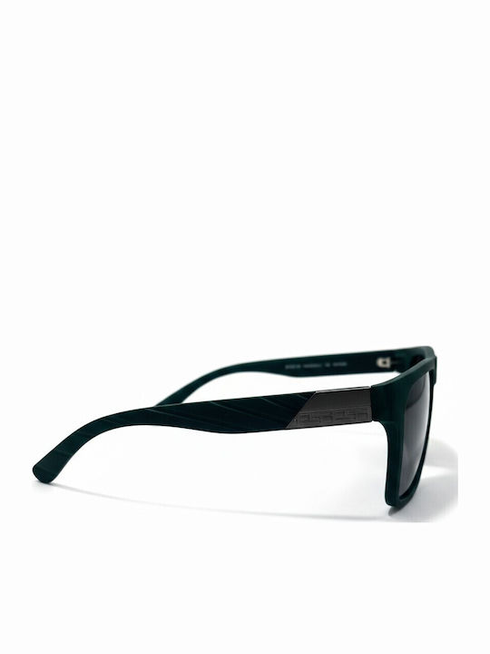 Men’s Sunglasses with Black Horn-Rimmed Frame and Black Lens