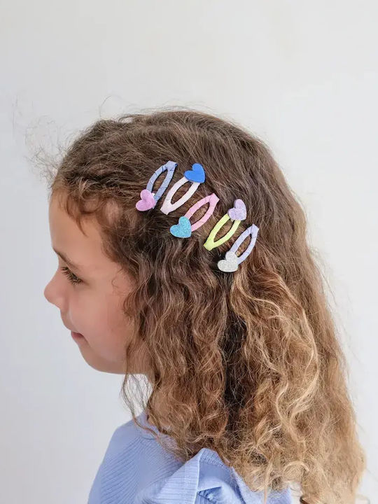 Mimi & Lula Happy Heart Set of Kids Hair Clips With Bobby Pin / Hair Clip / Headband / Rubber Band Heart 5 Pieces