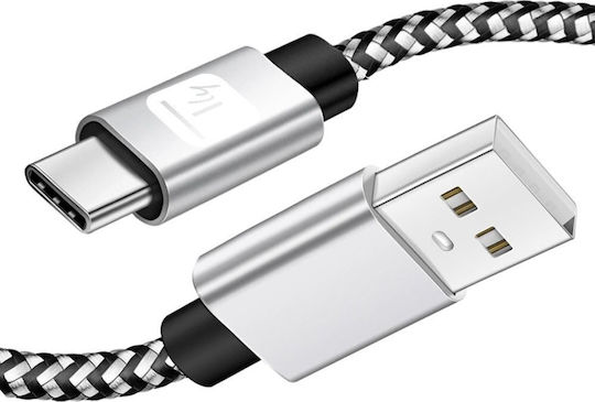 Techly Плетен USB 2.0 кабел USB-C мъжки – USB-A Черен 2 m ICOC MU2AC-020-AL