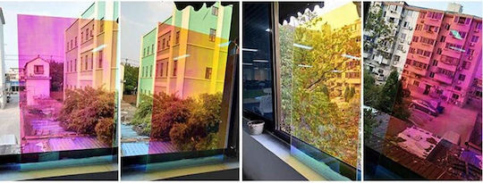 Self-adhesive Film Glass Double Glazing Uv 400 Protection Privacy Decoration Neon Holographic Chameleon Effect 60 X 200 Cm 0.1 Mm Thickness Neon Red Chameleon Original Deals