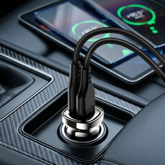 Acefast Car Charger with Ports: 1xUSB-A 1xType-C Black Colour