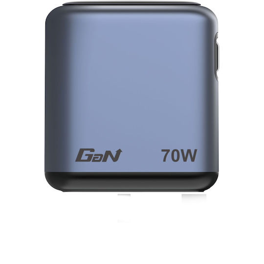Verbatim GaN-Ladegerät mit USB-A- und USB-C-Anschluss und USB-C-Kabel 70 W Power Delivery / Quick Charge 3.0 Grau (32059)