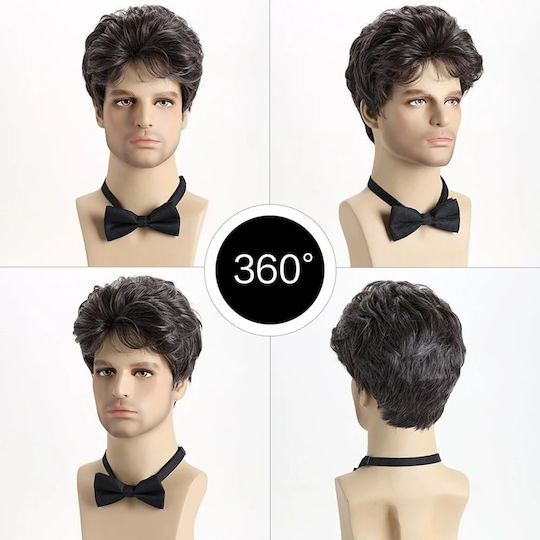 Animis Beauty Men's Synthetic Hair Wig in Dark Grey Colour
