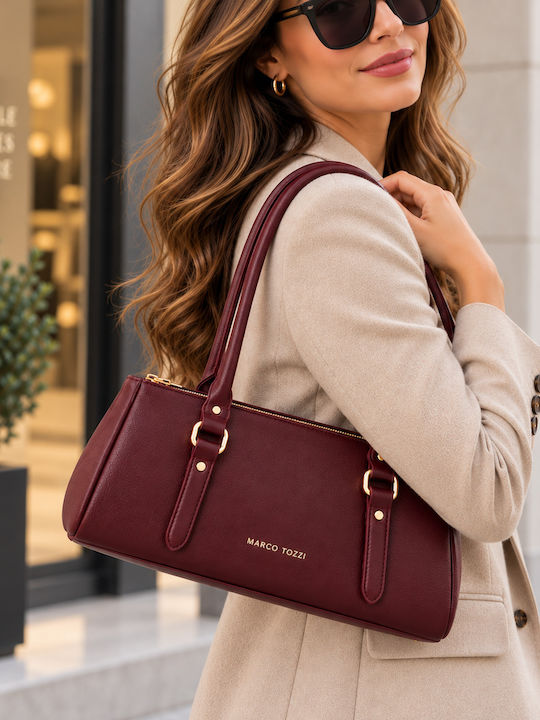 Bordeauxfarbene Damen-Schultertasche