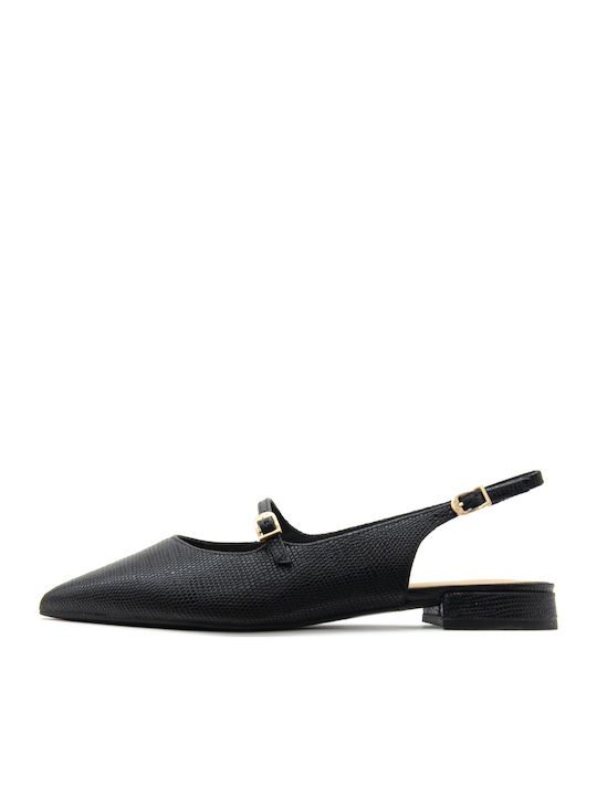 Mules Sensa15 Shine Кожени Дамски Балеринки Слингбек Мери Джейн Черни