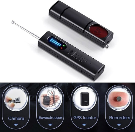 Detector Reîncărcabil de Camere & GPS Tracker 1-6500MHz Negru
