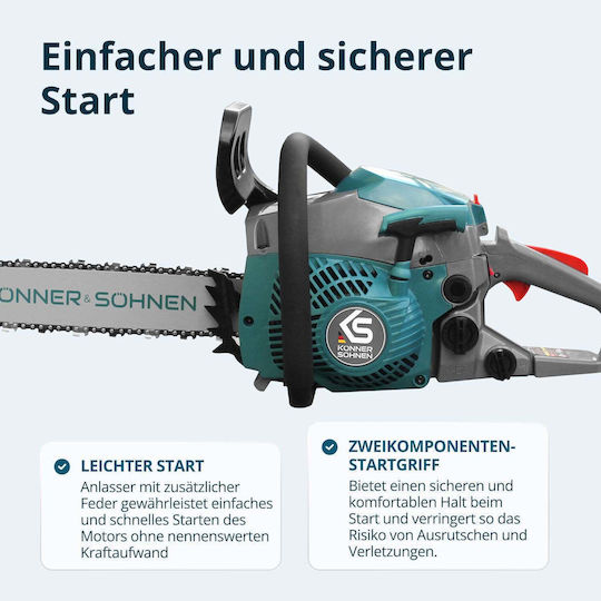 Könner & Söhnen Gasoline Chainsaw 1.6hp 5.6kg with 40cm Bar and Easy Start