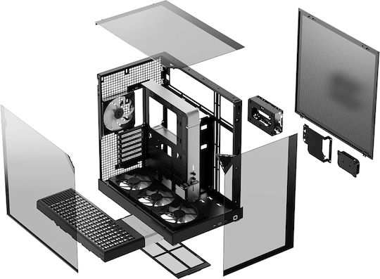 V2-F-BK-v1 Gaming Midi Tower Computer Case with Side Window Black